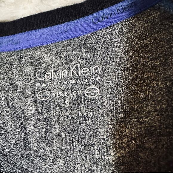 Calvin Klein Size S Sharkbite Hem Tunic Top Blue Grey Stretch Sporty Casual Chic - Picture 9 of 12